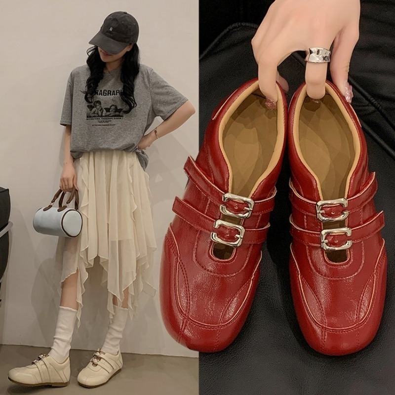 Loafer Flat Women - Fashion Women Round Toe Double Metal