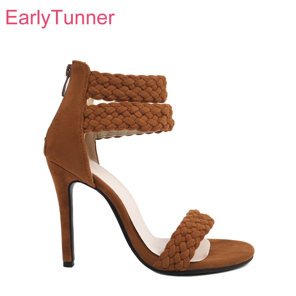 Women Shoes Zipper - New Summer Sweet Brown Green Women