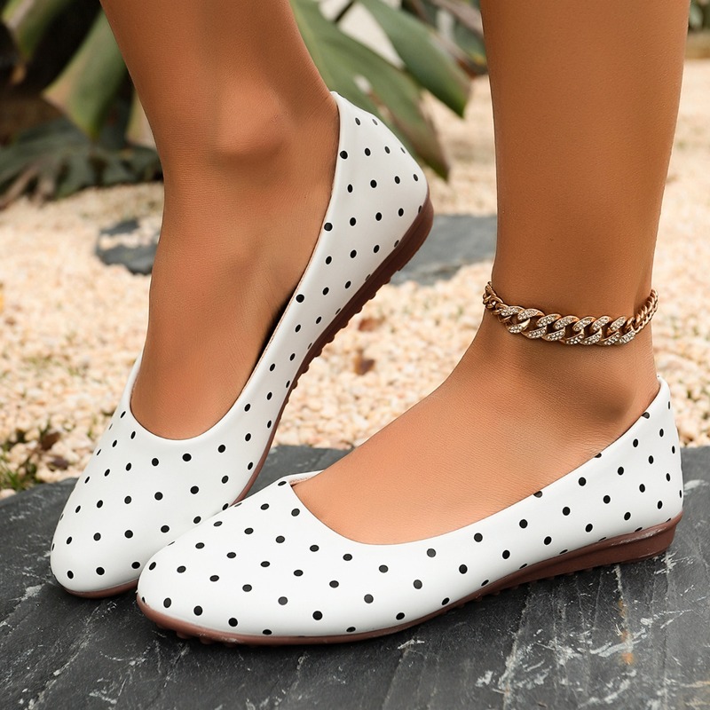 Ladies White Polka Dot Flats R - Loafer Flat Women review and price