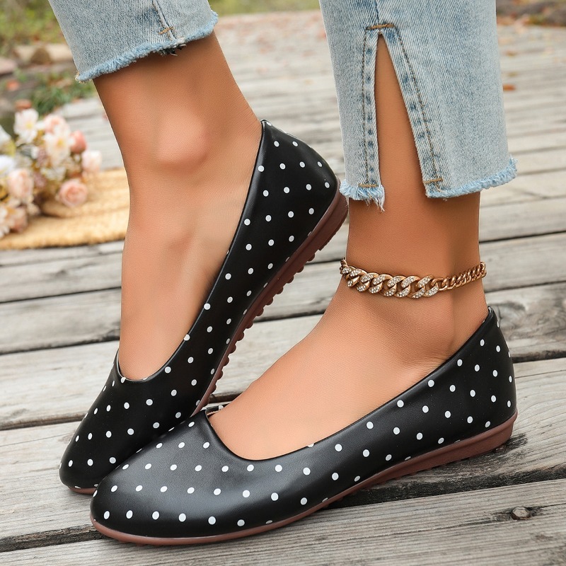 Ladies White Polka Dot Flats R - Loafer Flat Women review and price