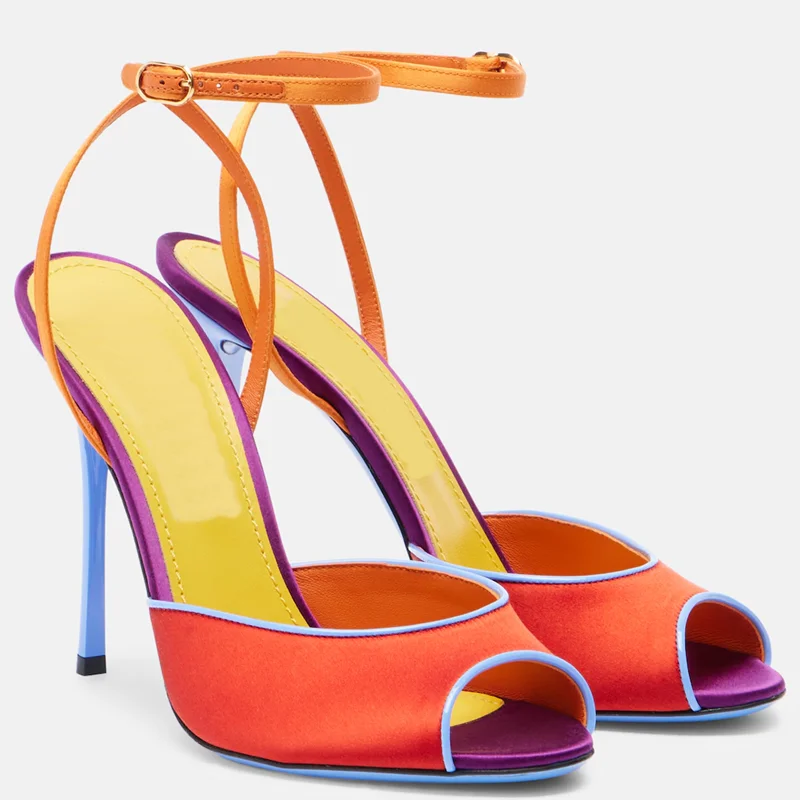 Satin Mixed Colors Peep Toe Sa - Women'S Shoes Peep Toe review and price
