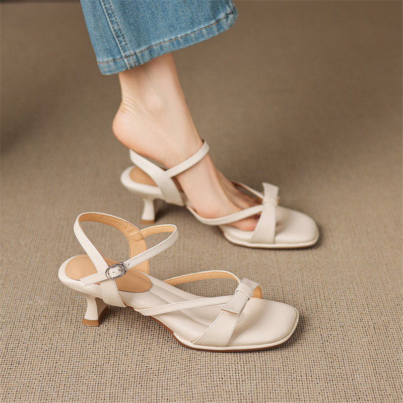 New Summer Sandals Split Leath - Strappy Heeled Sandals review and price