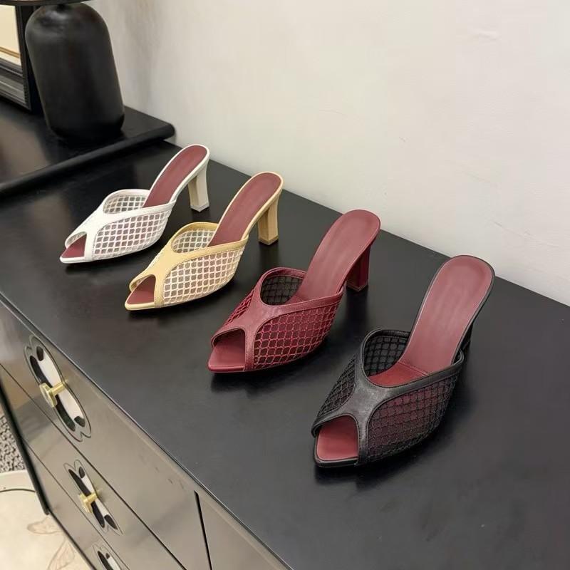 Women Fishnet Mesh Peep Toe Mu - Women Shoes Mules review and price