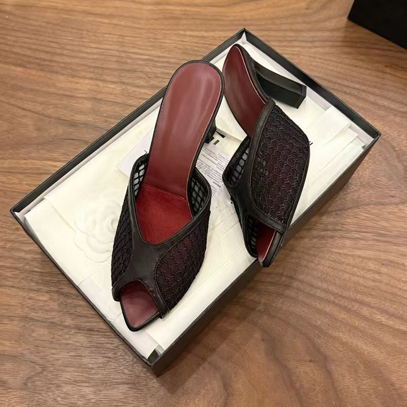 Women Fishnet Mesh Peep Toe Mu - Women Shoes Mules review and price