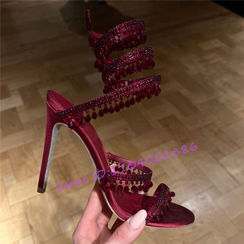 Rhinestone Snake Shape Ankle S - Strappy Heeled Sandals review and price