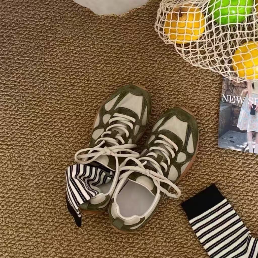 Vintage Patchwork Lace Up Snea - Women'S Shoes Casual Sneakers review and price