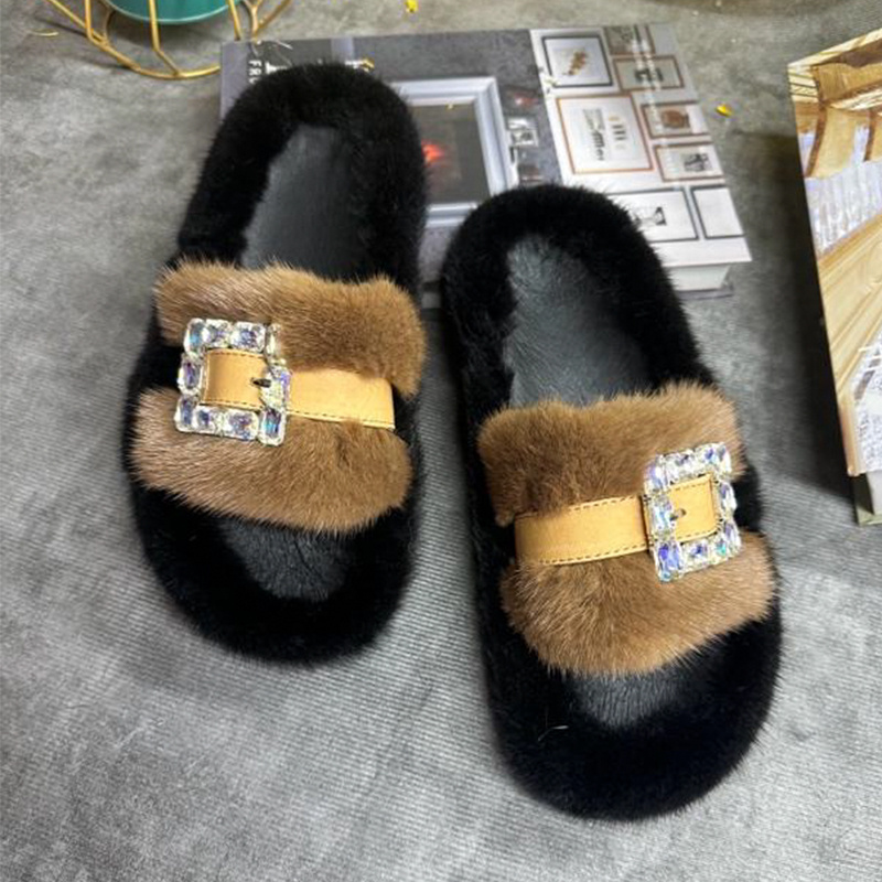 Mink Fur Slippers Women's Real - Women Shoes Mules review and price