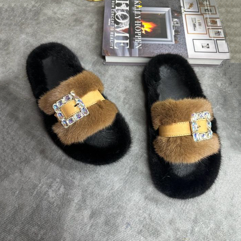 Mink Fur Slippers Women's Real - Women Shoes Mules review and price