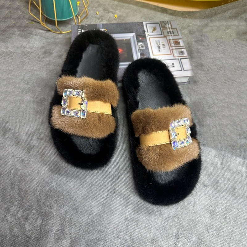 Mink Fur Slippers Women's Real - Women Shoes Mules review and price