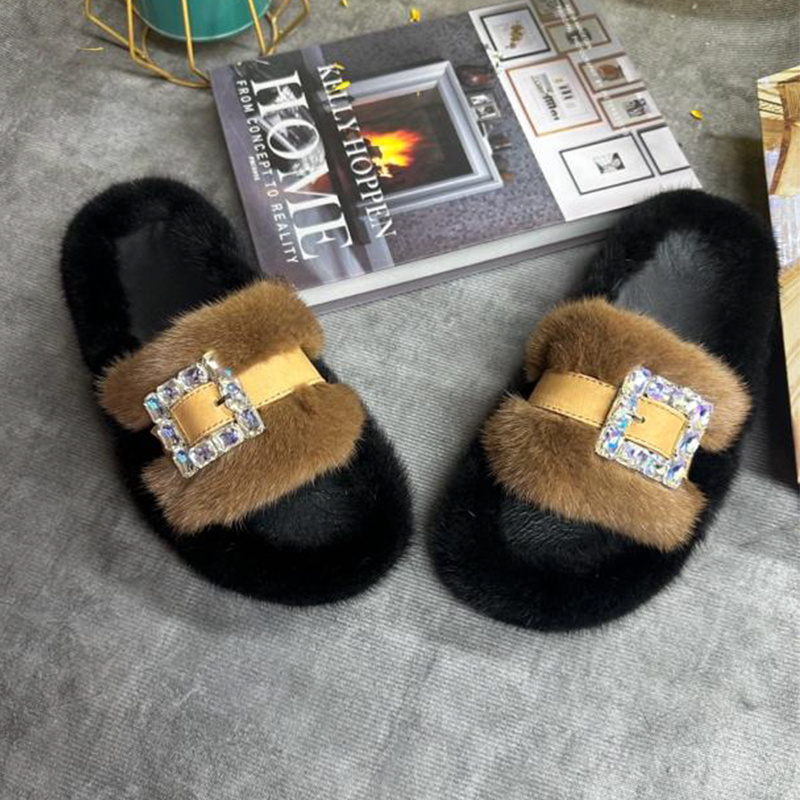 Mink Fur Slippers Women's Real - Women Shoes Mules review and price