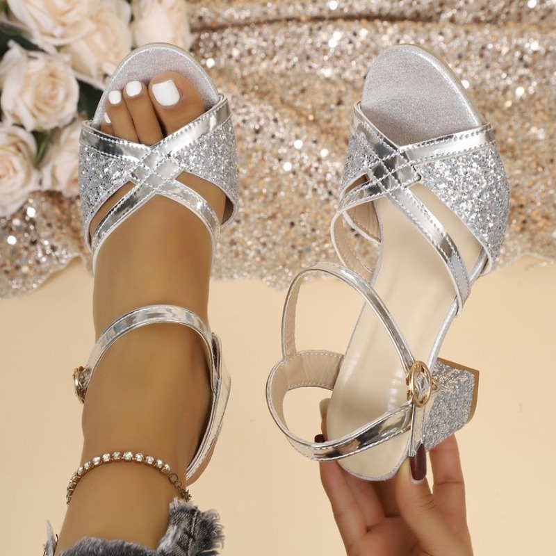 Women Block Heels Sandals Gold - Strappy Heeled Sandals review and price