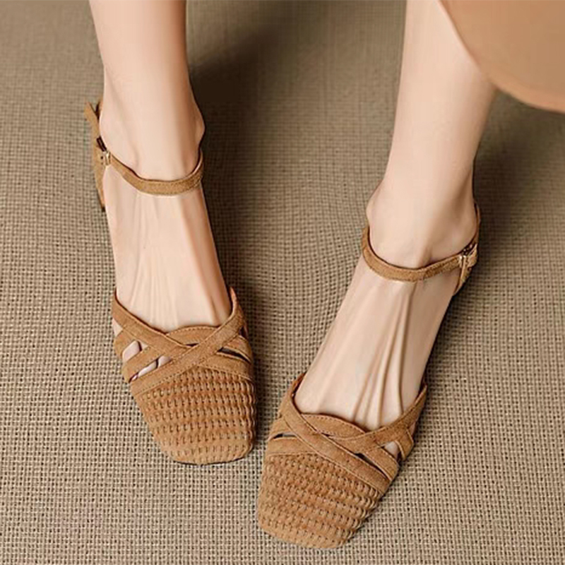 Retro Weave High Heel Sandals  - Square Toe Mule review and price