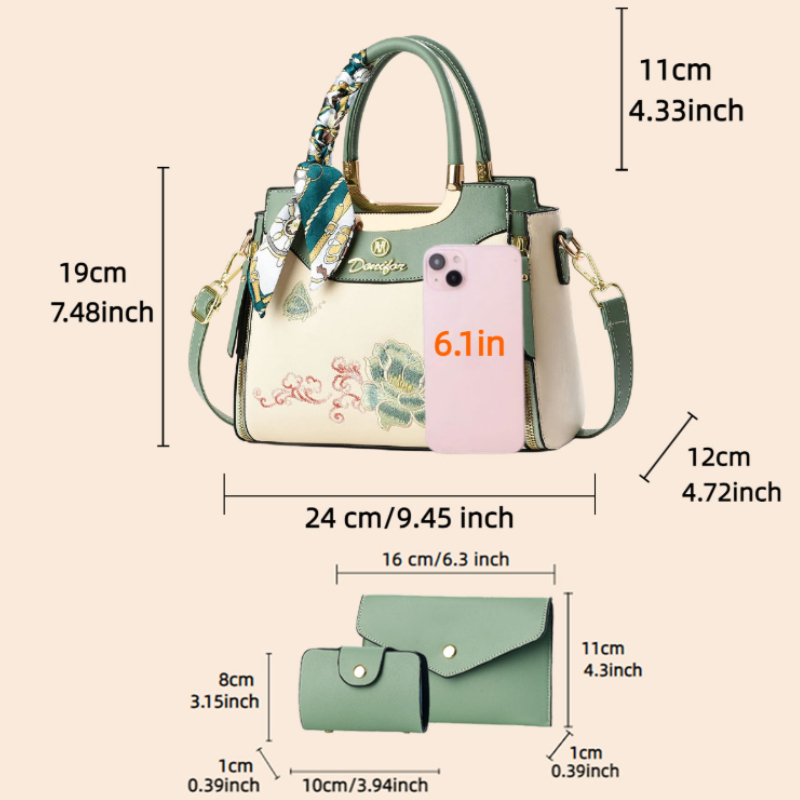 3-piece embroidered handbag se - Women Shoes Zipper review and price