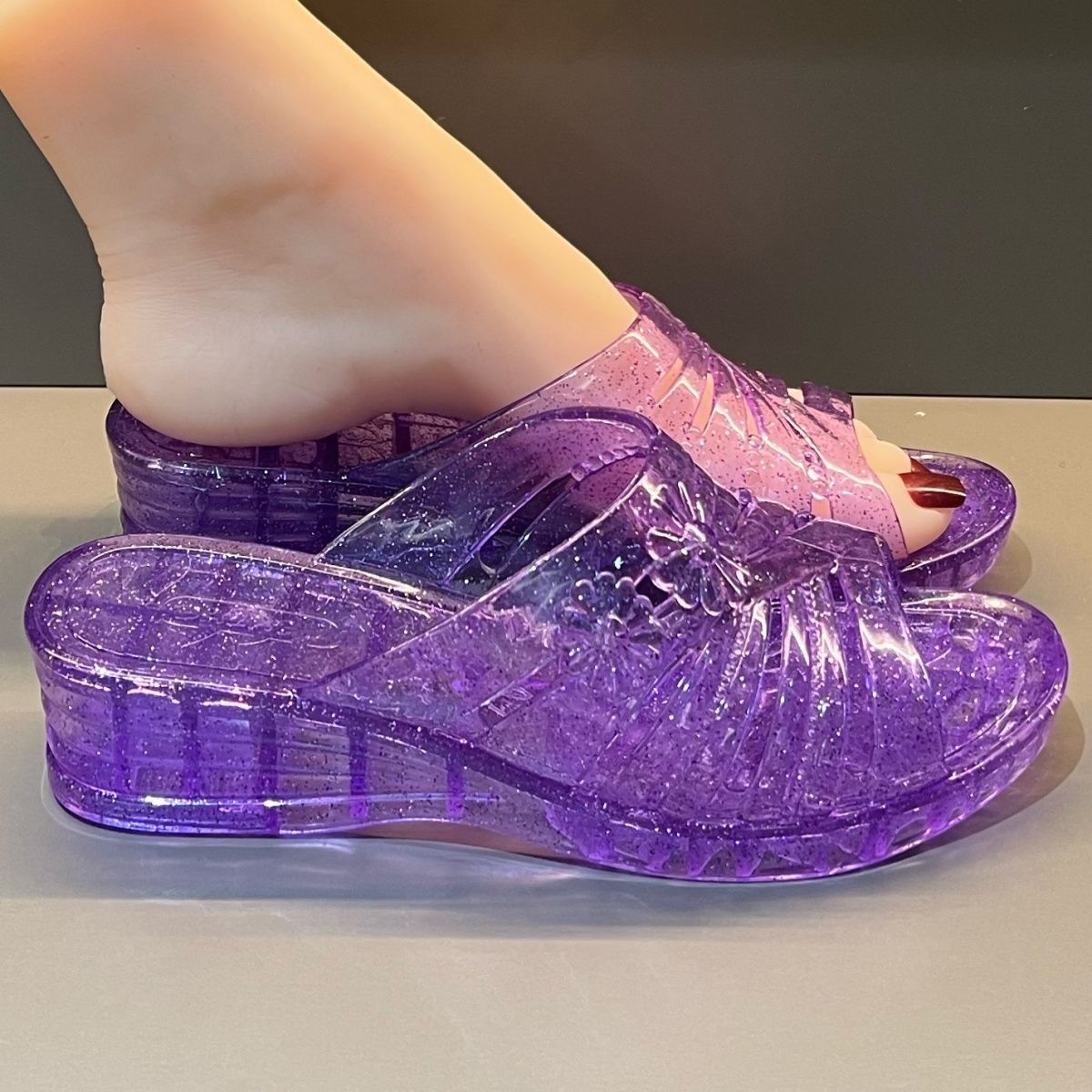 WFashion Purple Glitter Jelly  - Women Shoes Mules review and price