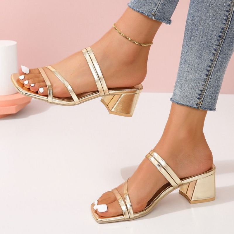 Women's Mules Open Square Toe  - Strappy Heeled Sandals review and price