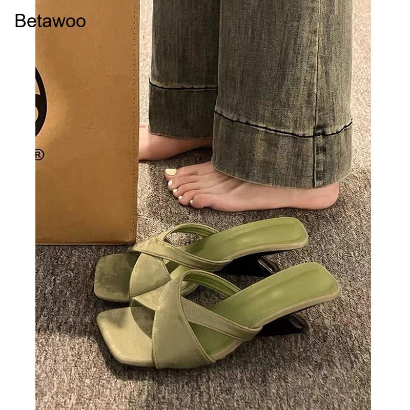 Women's Curved Block Heel Mule - Square Toe Mule review and price